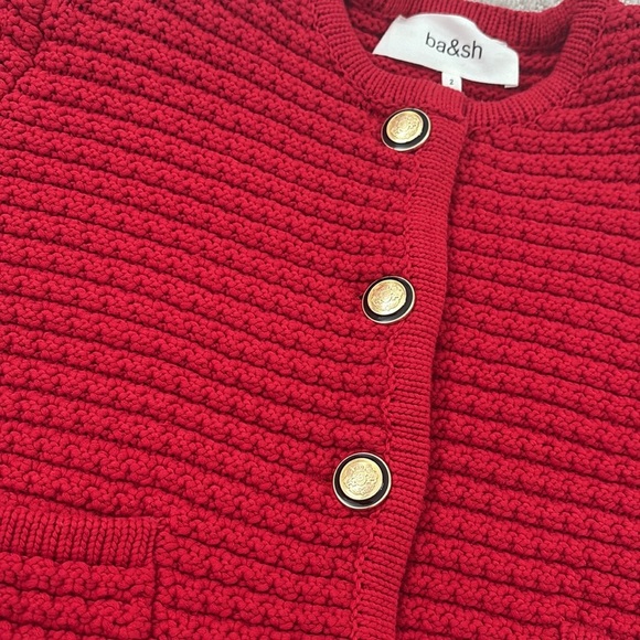 NEW Ba&sh Bash Gaspard  Tweed Cardigan Jacket in Red | size 2 / M - Picture 11 of 14